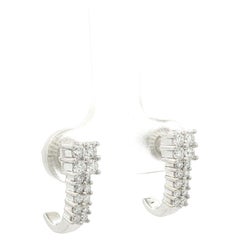14k White Gold 0.40ctw Diamond Petite Huggie Cuff Screw On Backings Earrings