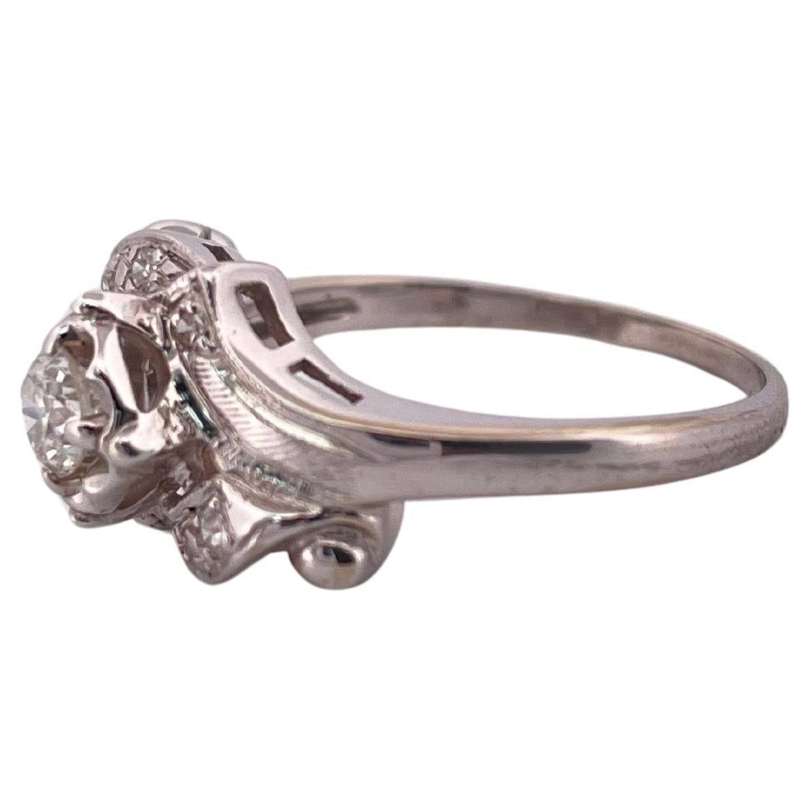 Taille ronde Bague en or blanc 14k avec diamant 0,40ctw en vente