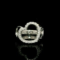 14k White Gold 0.40ctw Diamond Wide Open Heart Band Ring Size 6