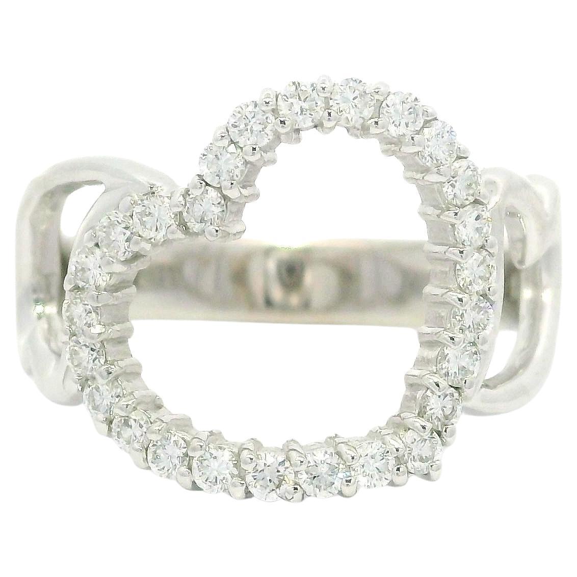 Anello a cuore aperto in oro bianco 14k con diamante da 0,40 carati, misura 6