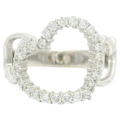 Anello a cuore aperto in oro bianco 14k con diamante da 0,40 carati, misura 6