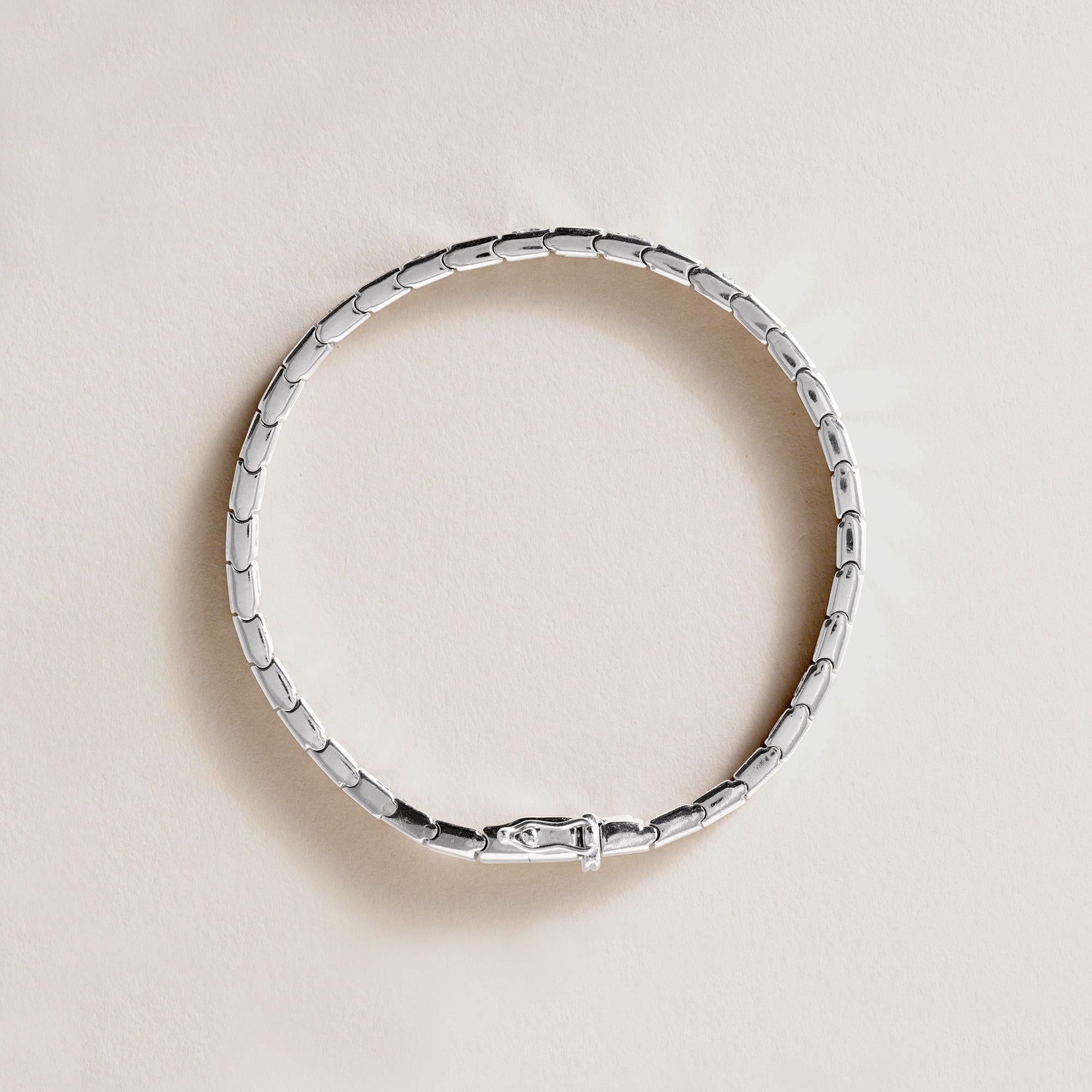 Pulsera Panel Cuadrado Diamantes 0,45 Quilates Oro Blanco 14K en Bueno estado para la venta en Los Angeles, CA