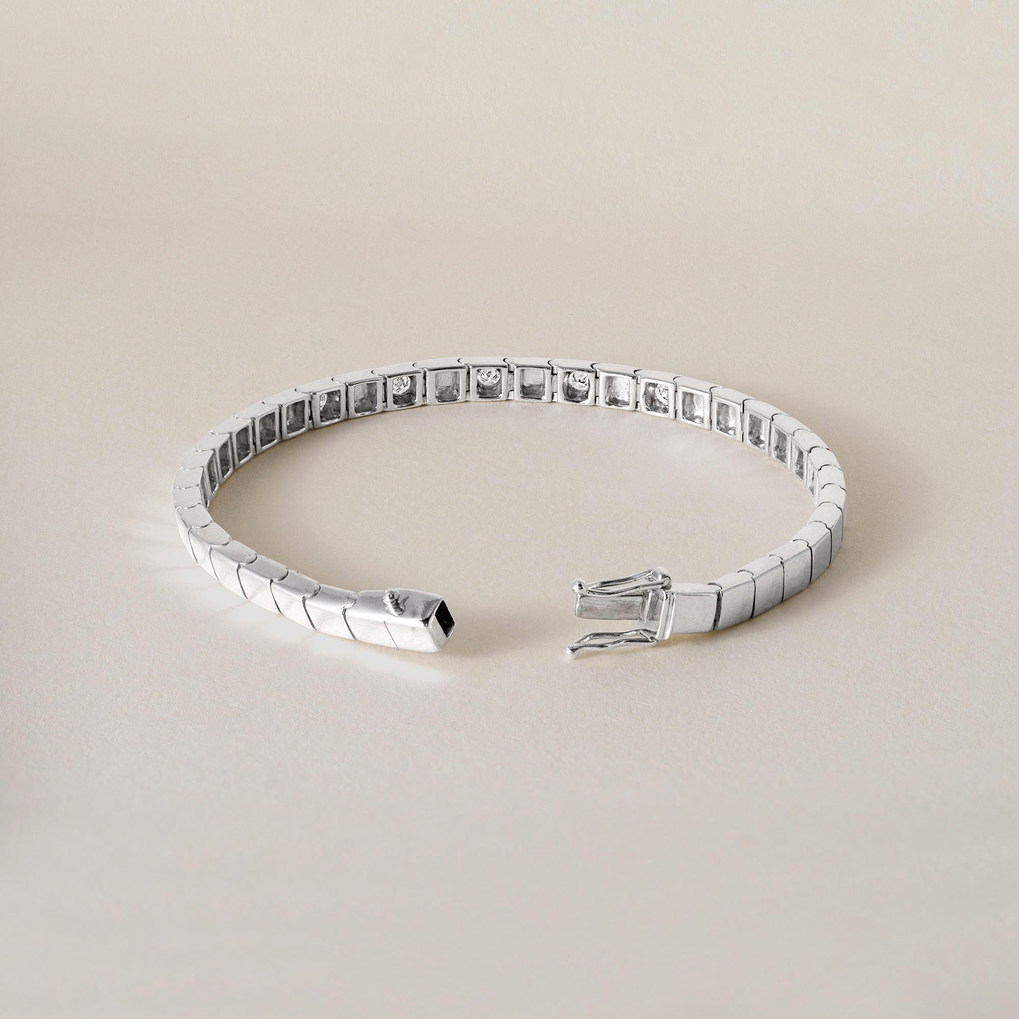 De las mujeres Pulsera Panel Cuadrado Diamantes 0,45 Quilates Oro Blanco 14K en venta