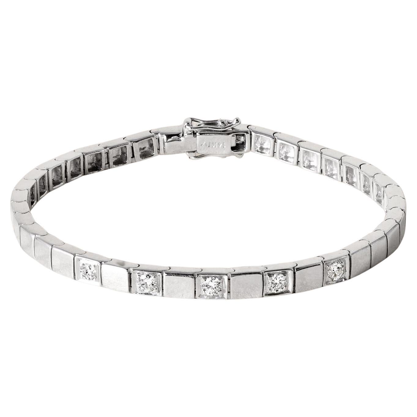 Pulsera Panel Cuadrado Diamantes 0,45 Quilates Oro Blanco 14K en venta