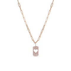 14k White Gold 0.45 TDW Heart Charm Link Necklace