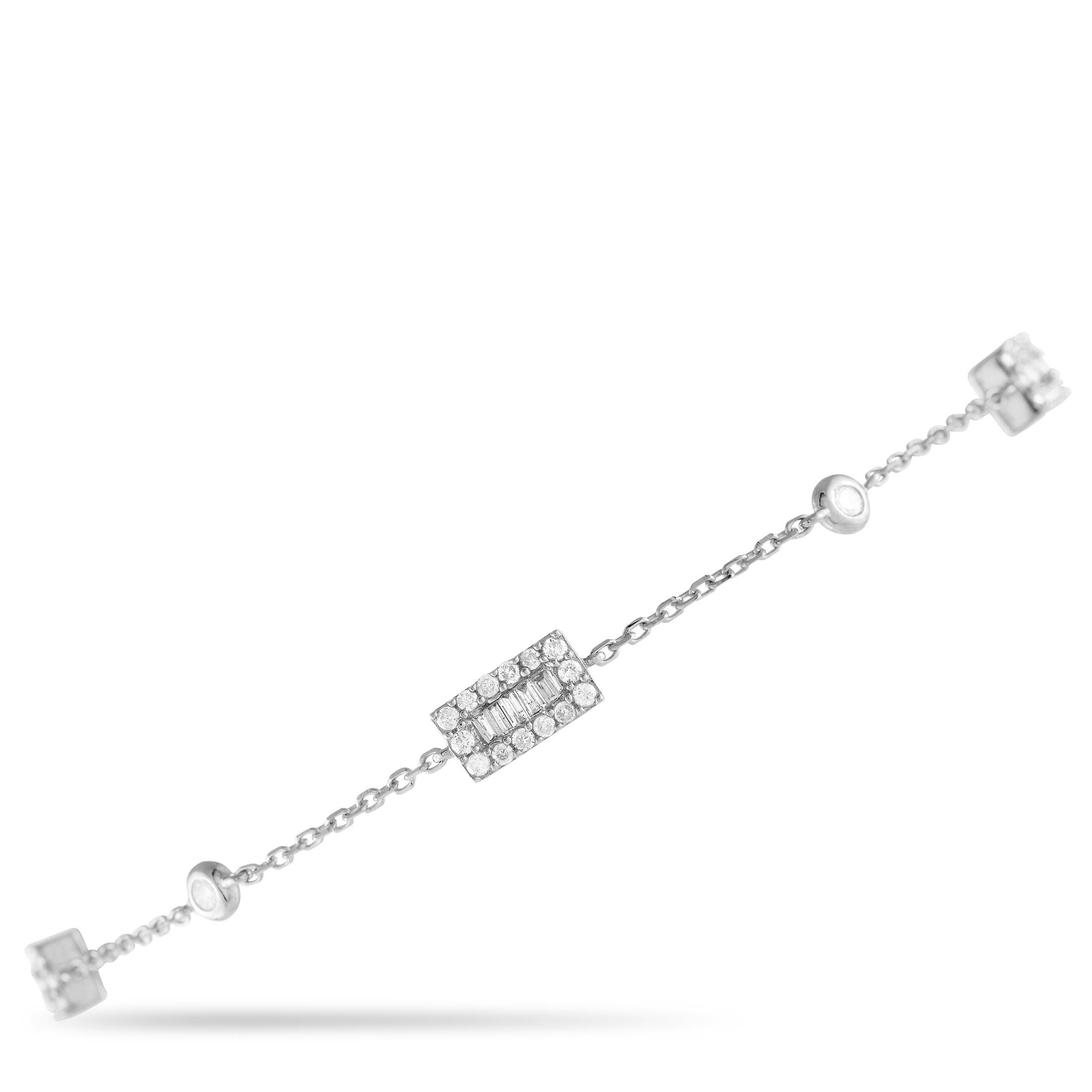 14K White Gold 0.45ct Diamond Bracelet In New Condition For Sale In Southampton, PA