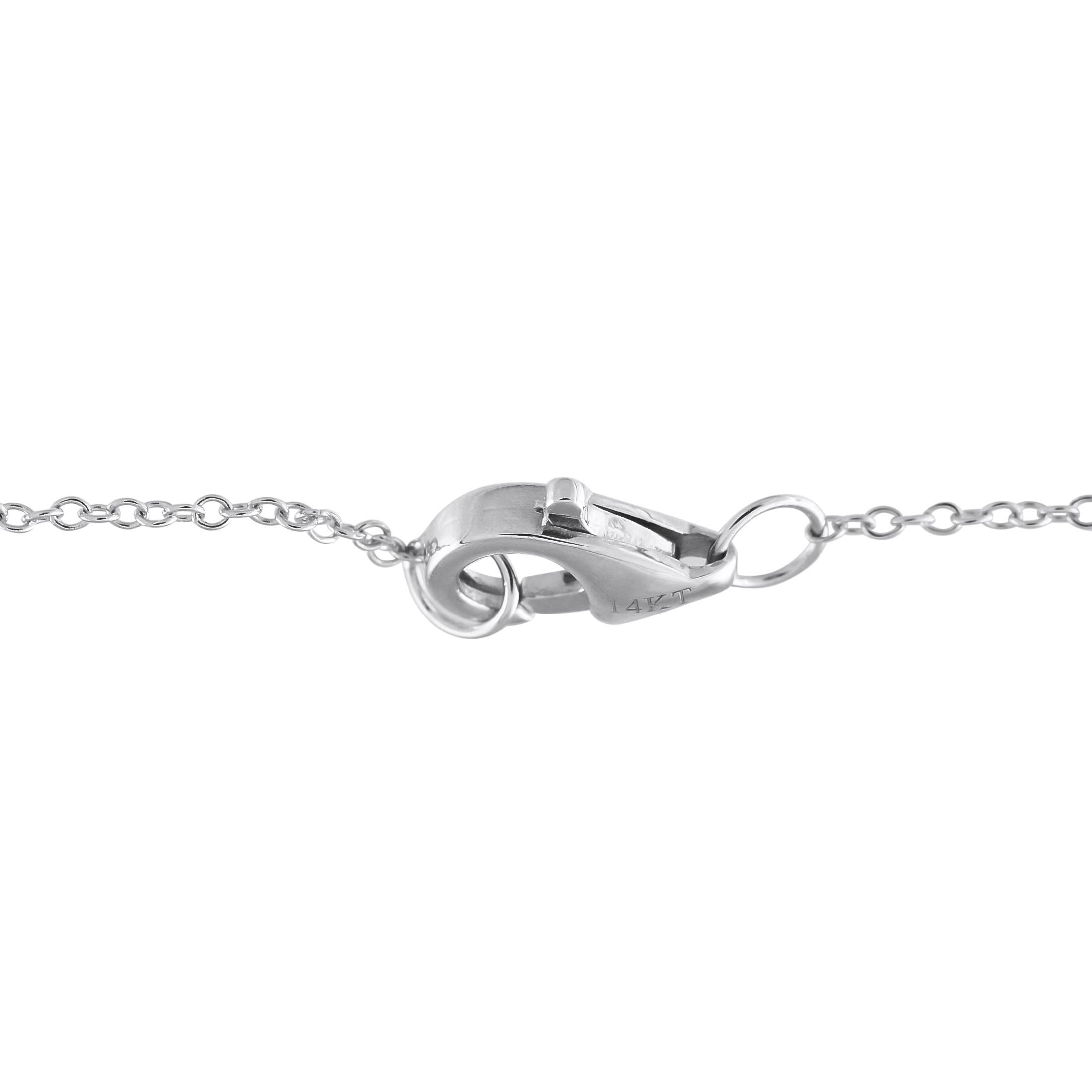 Round Cut 14K White Gold 0.45ct Diamond Necklace For Sale