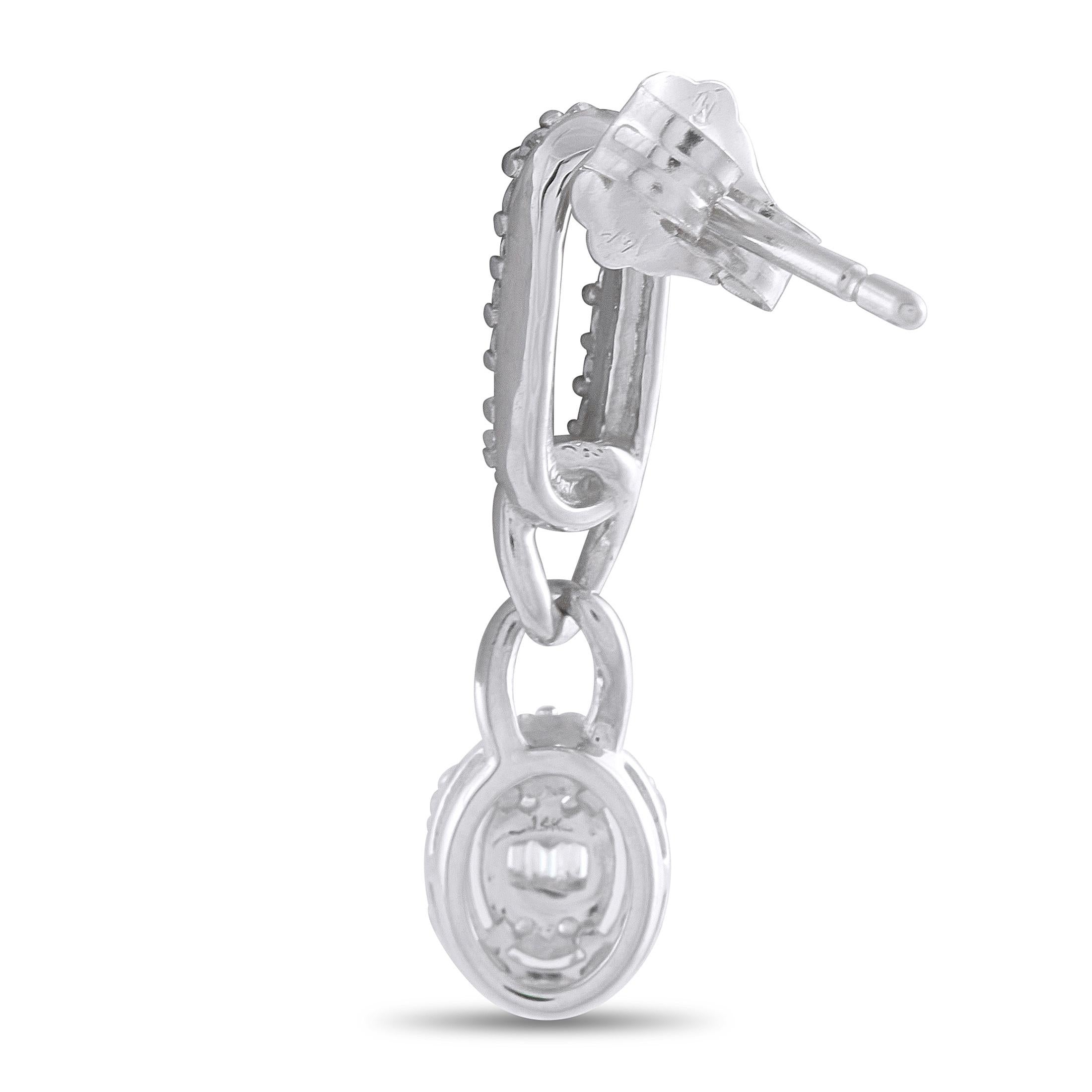 These luxury earrings are poised to put the perfect finishing touch on any outfit. The detailed design provides plenty of movement, while sparkling Diamonds totaling 0.45 carats make them undeniably dazzling. Set in 14K White Gold, each one measures