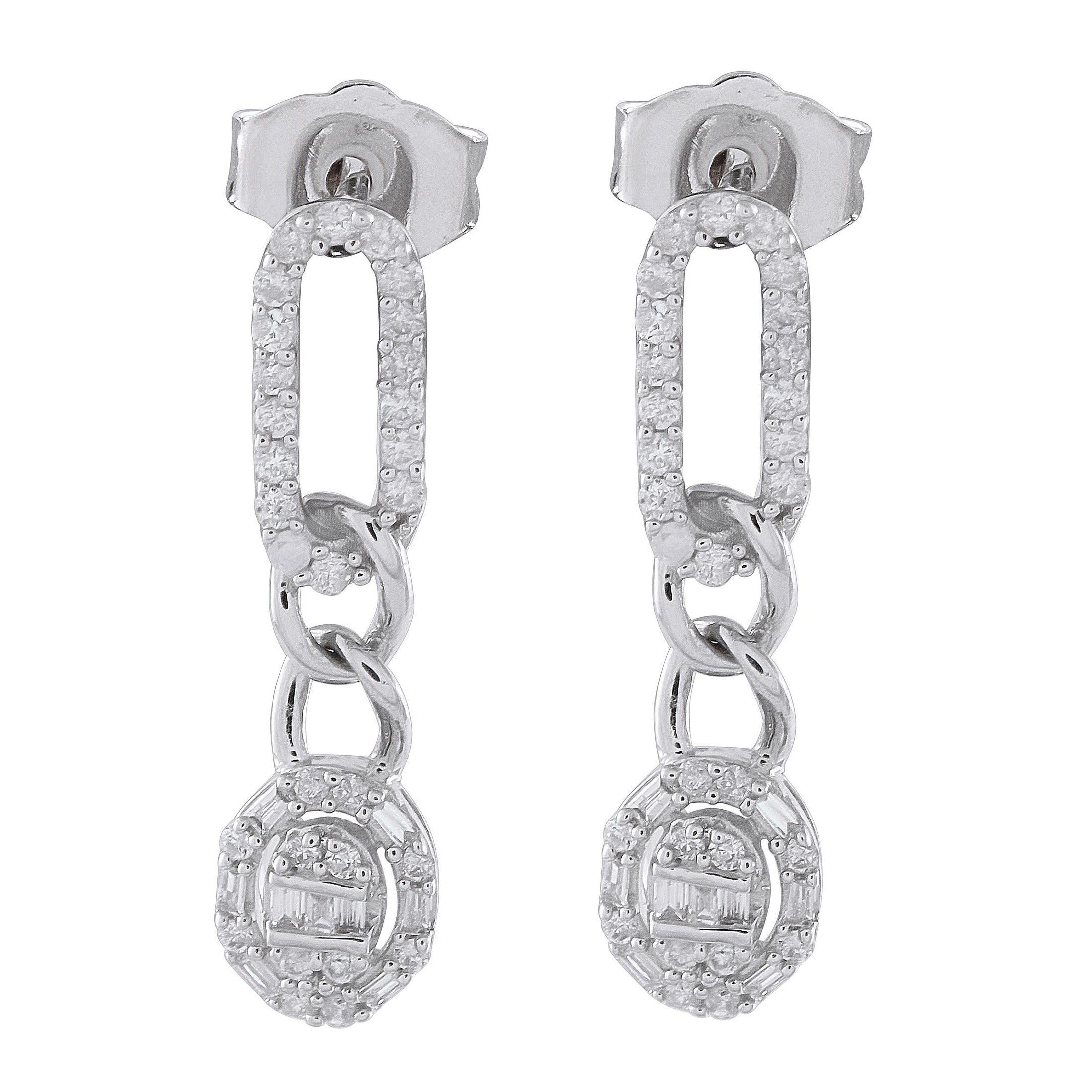 14K White Gold 0.45ct Diamond Oval Drop Earrings ER29997-W