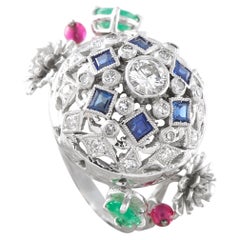Anello in oro bianco 14K con diamanti, rubini, zaffiri e smeraldi da 0,45 carati MF06-050526