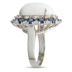 14K Weißgold 0,45ct Diamant, Saphir, und Opal Ring MF63-031726