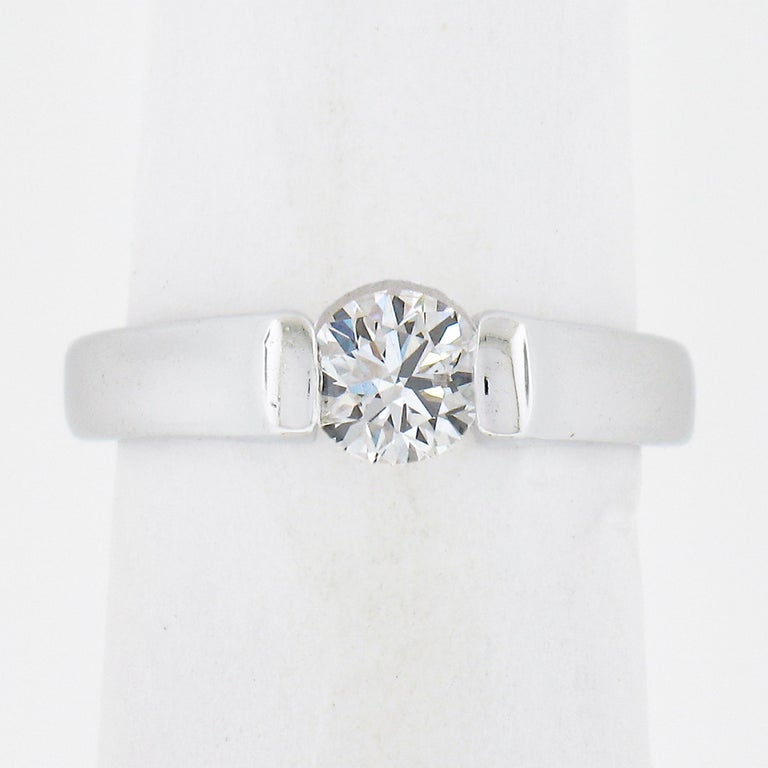 Bague De Fiançailles Or Blanc 14k & Diamants - Taille US 12, Pierre Ronde Simulée 2.75ct, Personnalisable