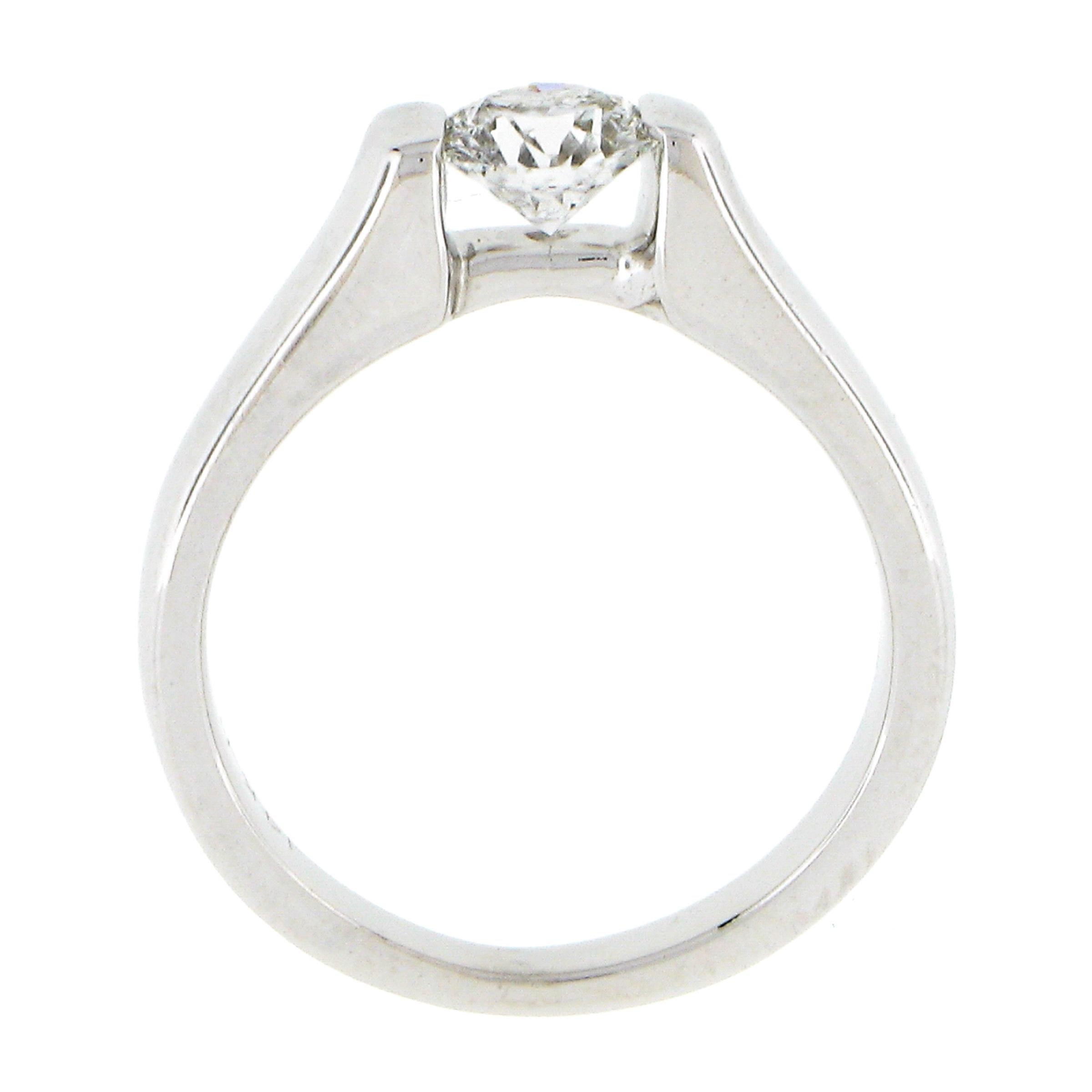 14K White Gold 0.45ct Round Channel Set Floating Diamond Engagement Ring For Sale 3