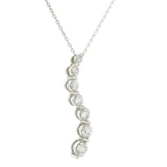 14k White Gold 0.45ctw Diamond Wavy Journey Slide Pendant on 16" Cable Necklace