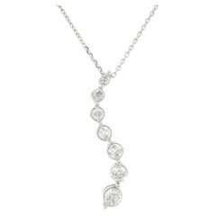14k White Gold 0.45ctw Diamond Wavy Journey Slide Pendant on 16" Cable Necklace