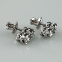 14k White Gold 0.48 Carat Diamond Double Stud Drop Earrings