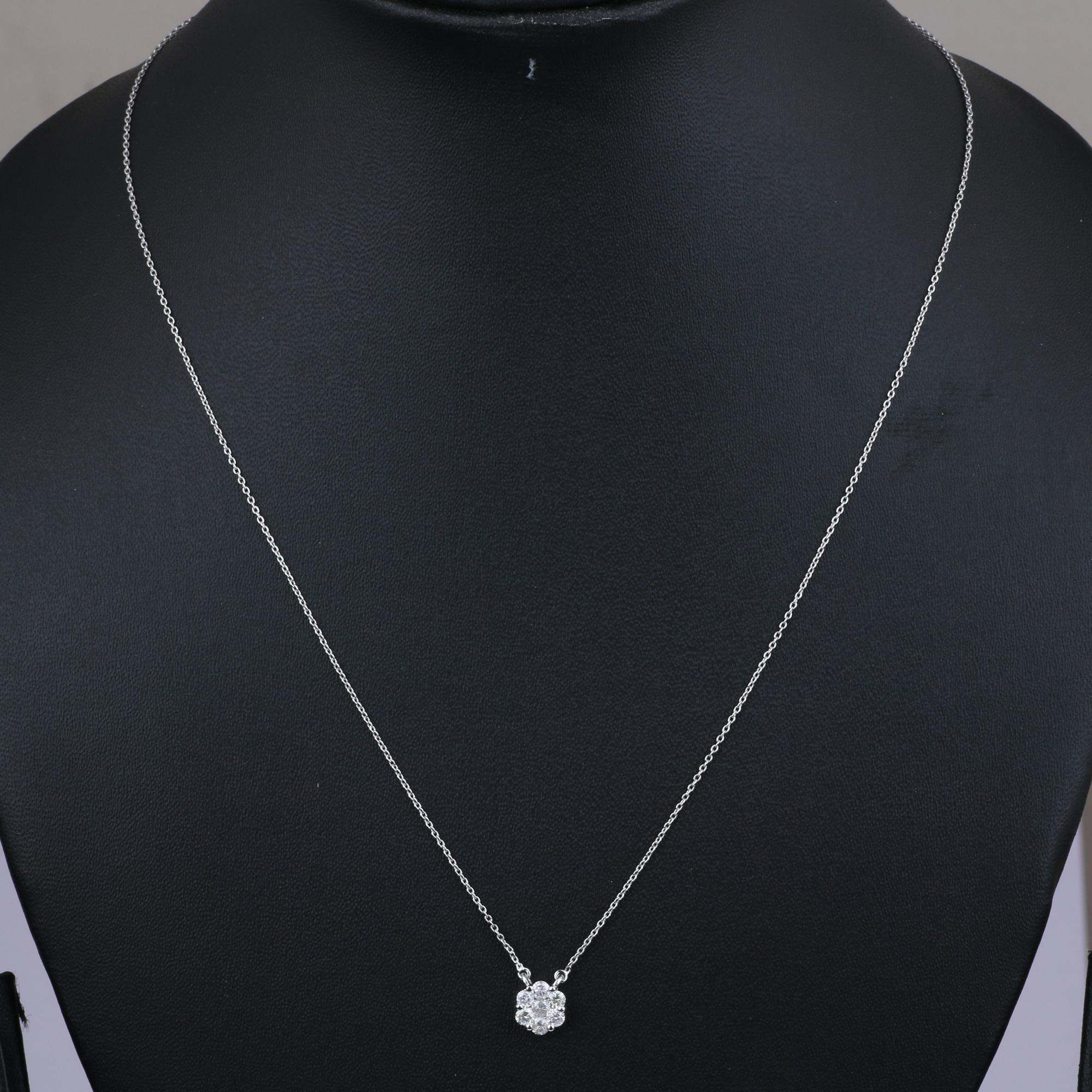 Brilliant Cut 14K White Gold 0.481 Ctw Natural Clear Diamond I1/H1' Charm Pendant Necklaces For Sale