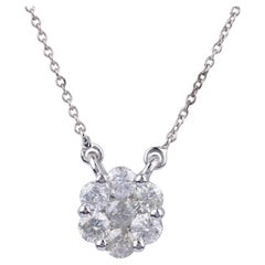 14K White Gold 0.481 Ctw Natural Clear Diamond I1/H1' Charm Pendant Necklaces