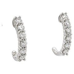 14-karätiges Weißgold, 0,48 Karat insgesamt, runde Diamanten, zierliche Ear-Cuff-Huggie-Ohrringe
