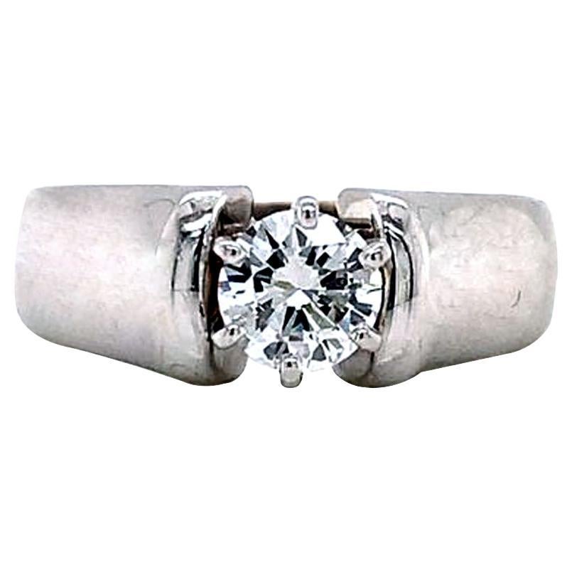 14K White Gold 0.50 Carat Diamond Solitaire Engagement Ring For Sale