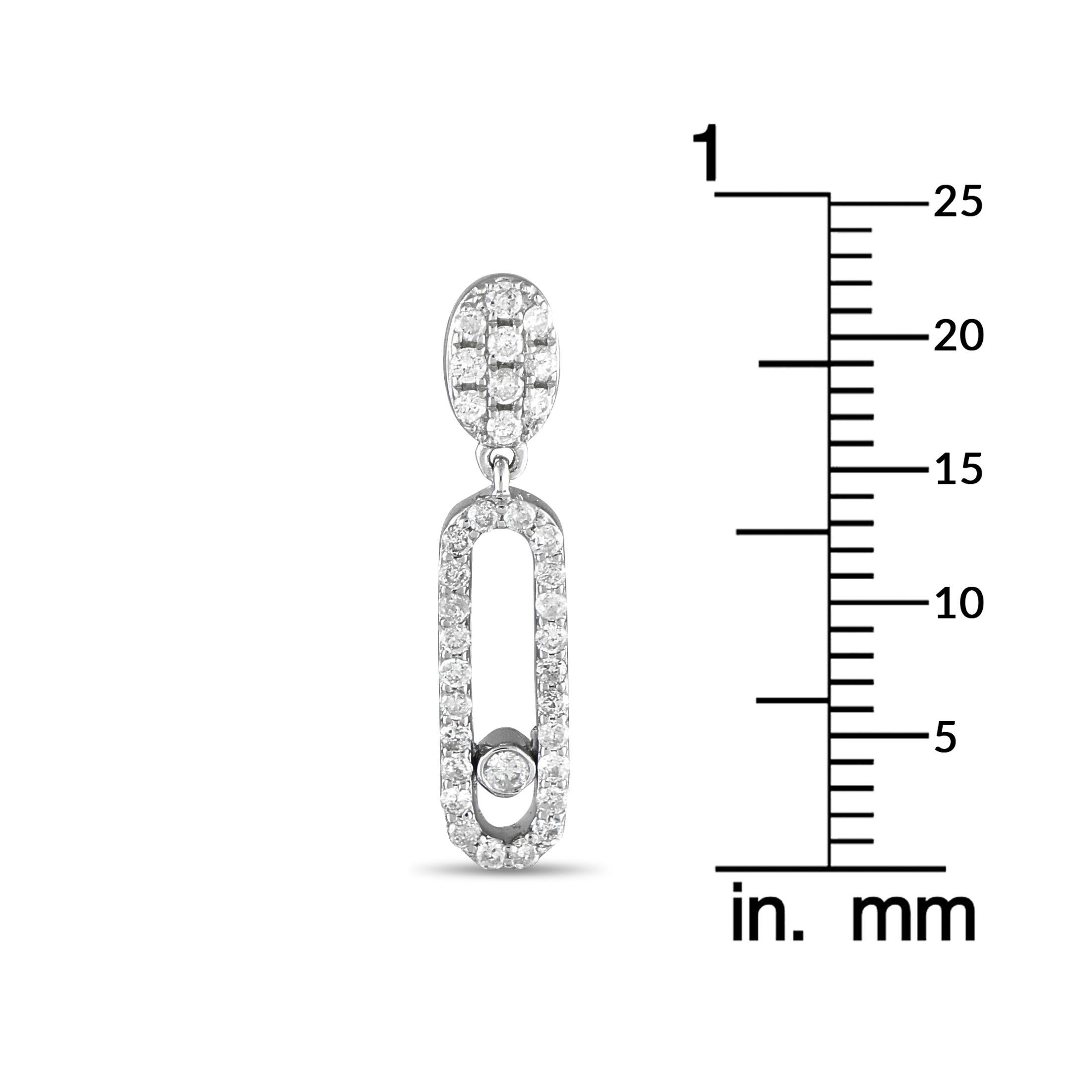 Round Cut 14K White Gold 0.50 ct Diamond Drop Earrings For Sale