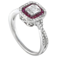 14K White Gold 0.50ct Diamond and Ruby Ring