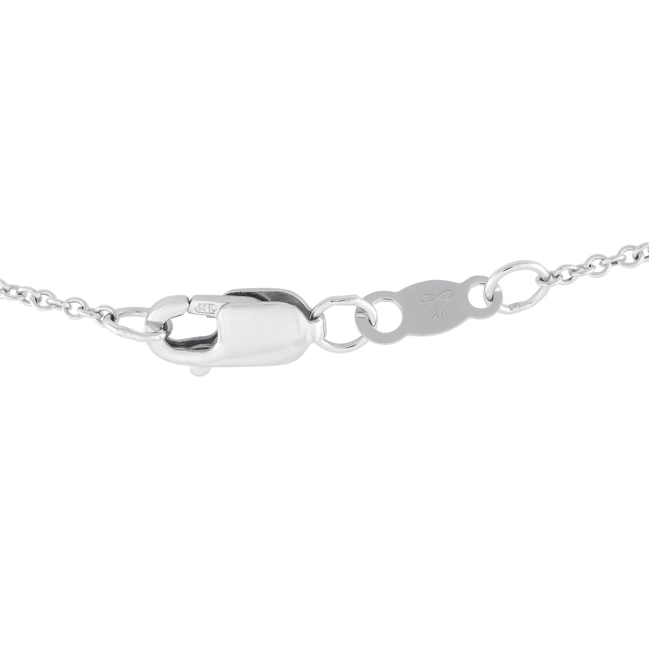 Round Cut 14K White Gold 0.50ct Diamond Butterfly Necklace For Sale
