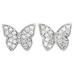 Pendientes de oro blanco de 14 quilates con diamantes de 0,50 ct y forma de mariposa