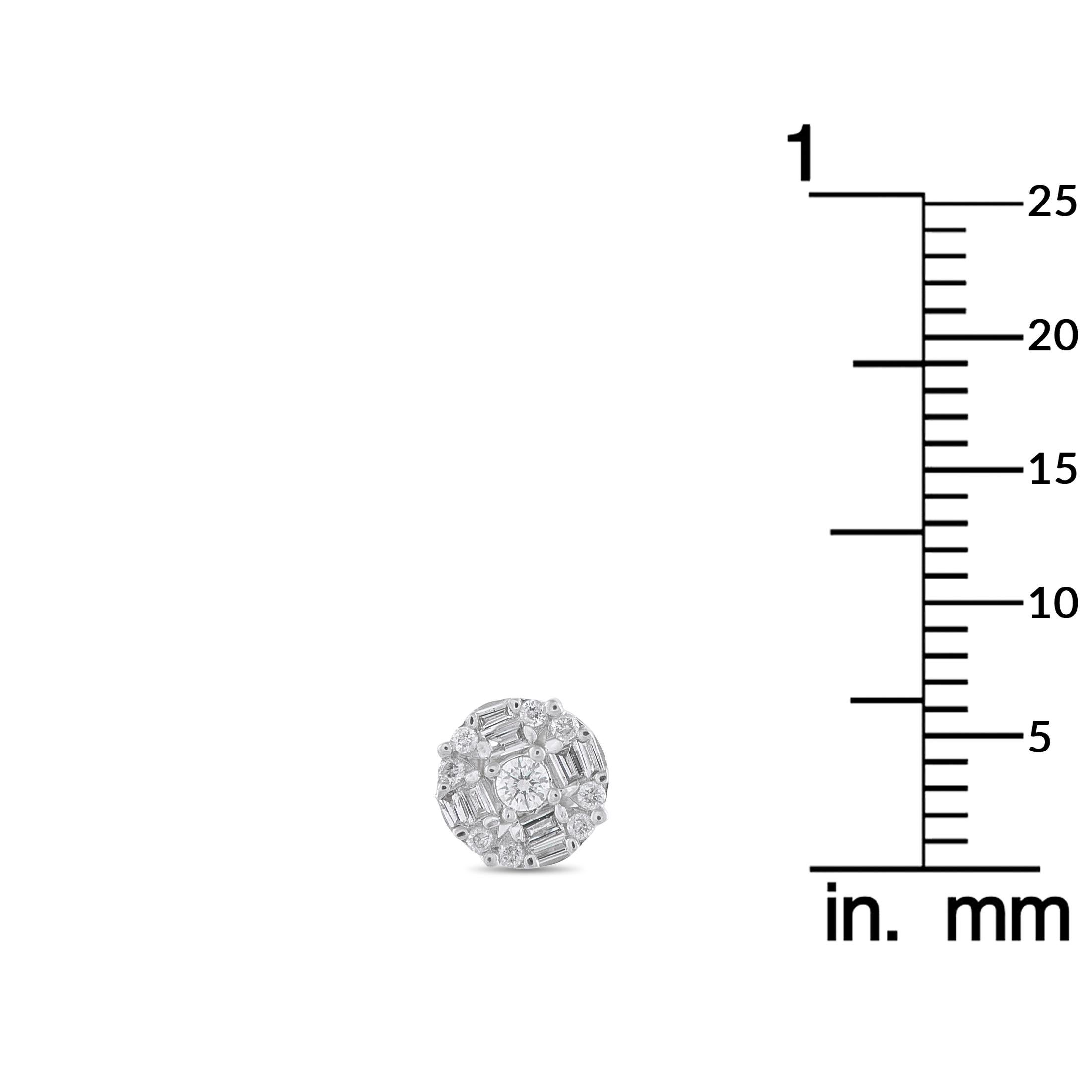 Round Cut 14K White Gold 0.50ct Diamond Cluster Stud Earrings ER29995-W For Sale