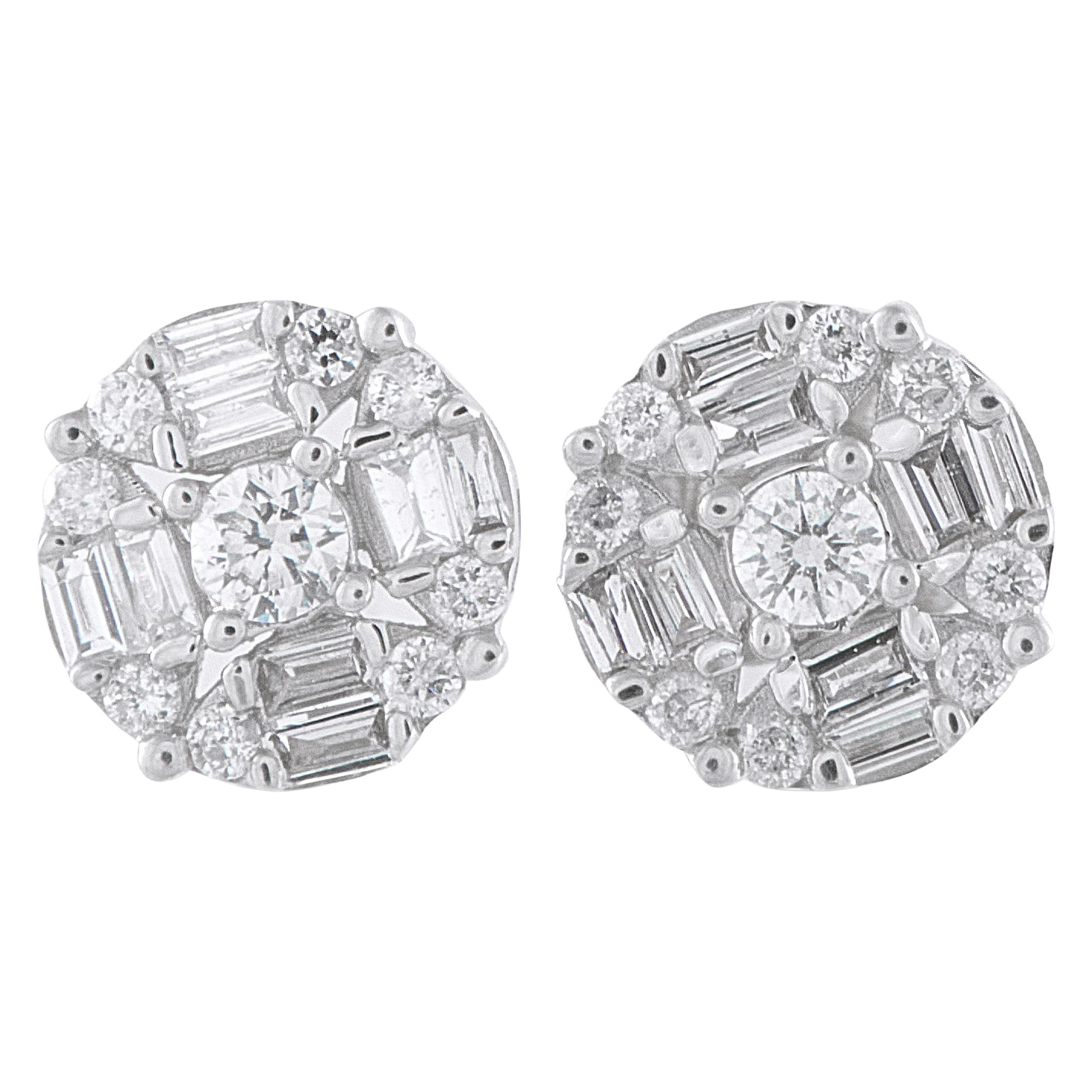 14K White Gold 0.50ct Diamond Cluster Stud Earrings ER29995-W