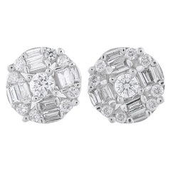 Ohrstecker aus 14-karätigem Weißgold mit Diamanten im Cluster-Design (0,50 ct)