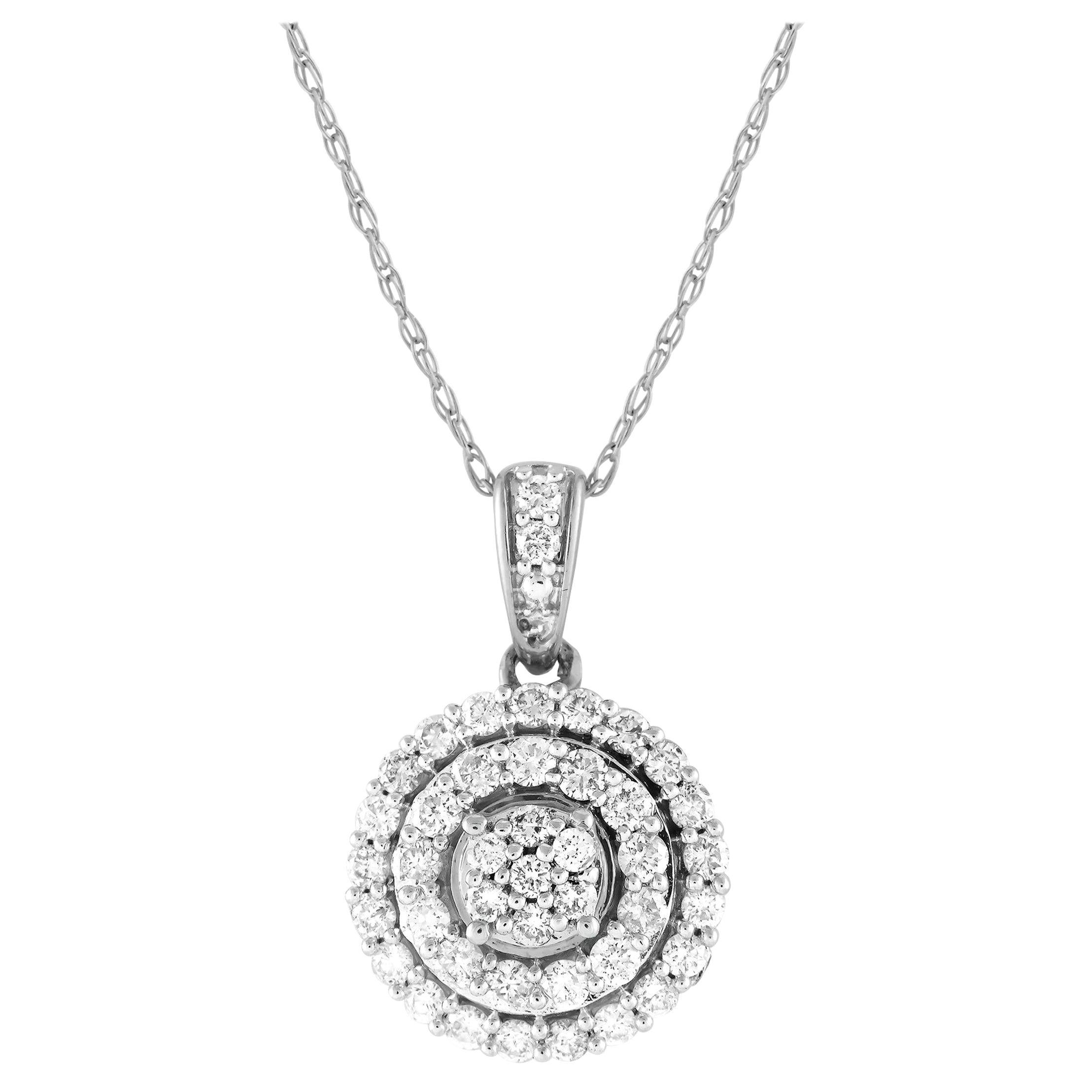 Collana con doppio anello di diamanti in oro bianco 14K 0,50ct PN15218