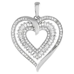 LB Exclusive Pendentif cœur en or blanc 14 carats avec diamants 0,50 carat PH4-11722W