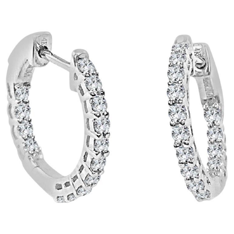 14K Weißgold 0,50 Karat Diamant-Creolen-Ohrringe für Sie