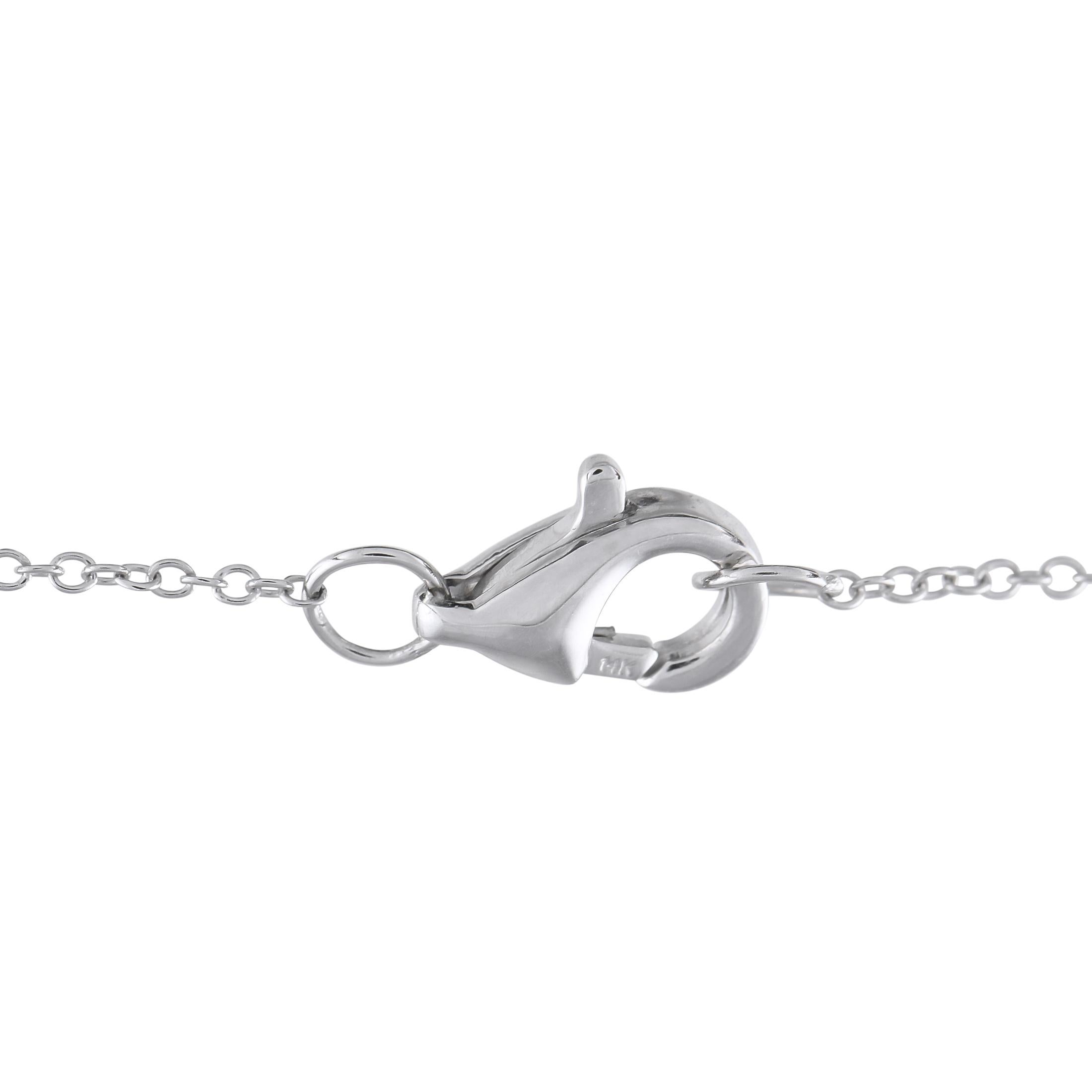 Round Cut 14K White Gold 0.50ct Diamond Necklace For Sale