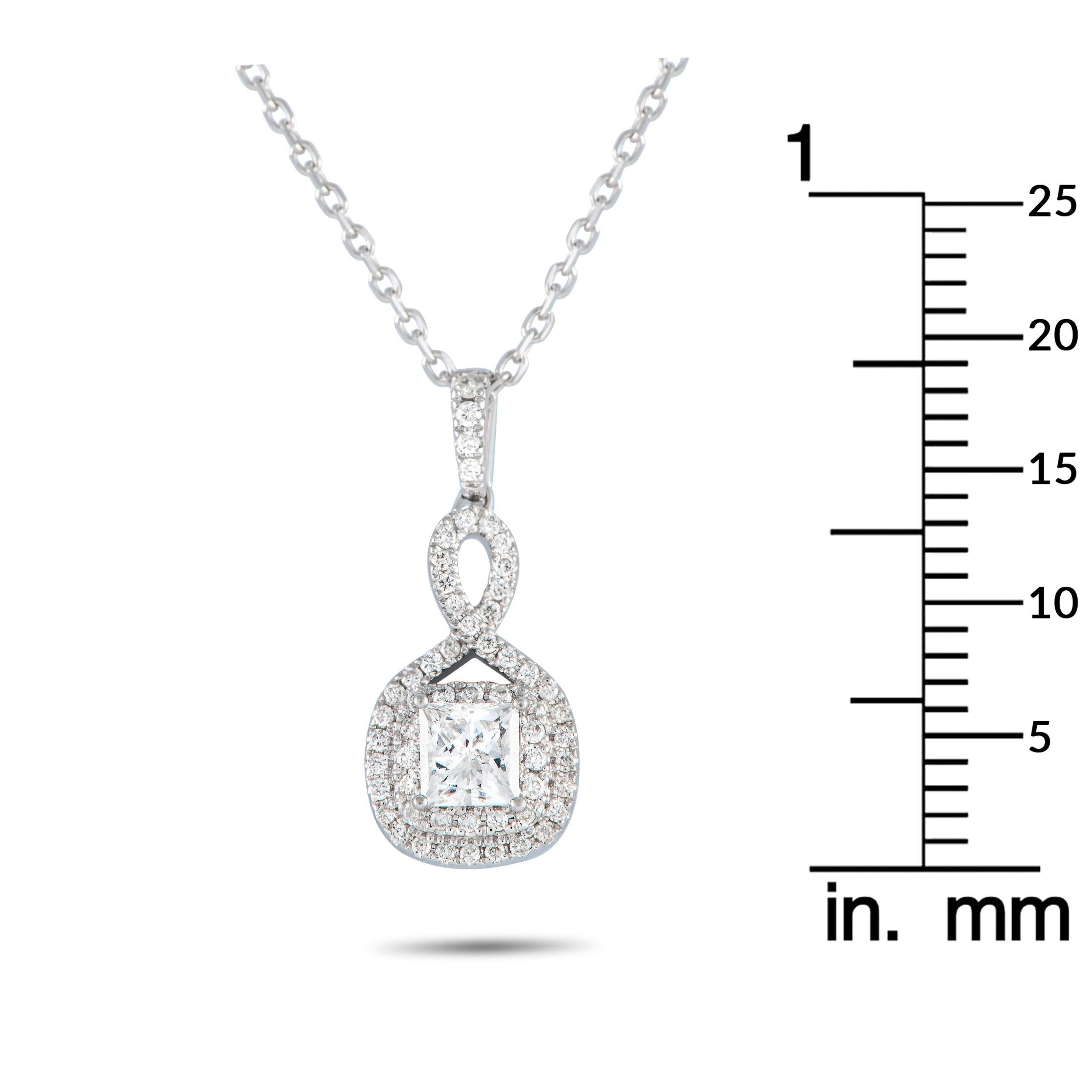 14K White Gold 0.50ct Diamond Pendant Necklace PN15110 In New Condition For Sale In Southampton, PA
