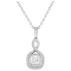 14K Weißgold 0,50 Karat Diamant-Anhänger-Halskette PN15110
