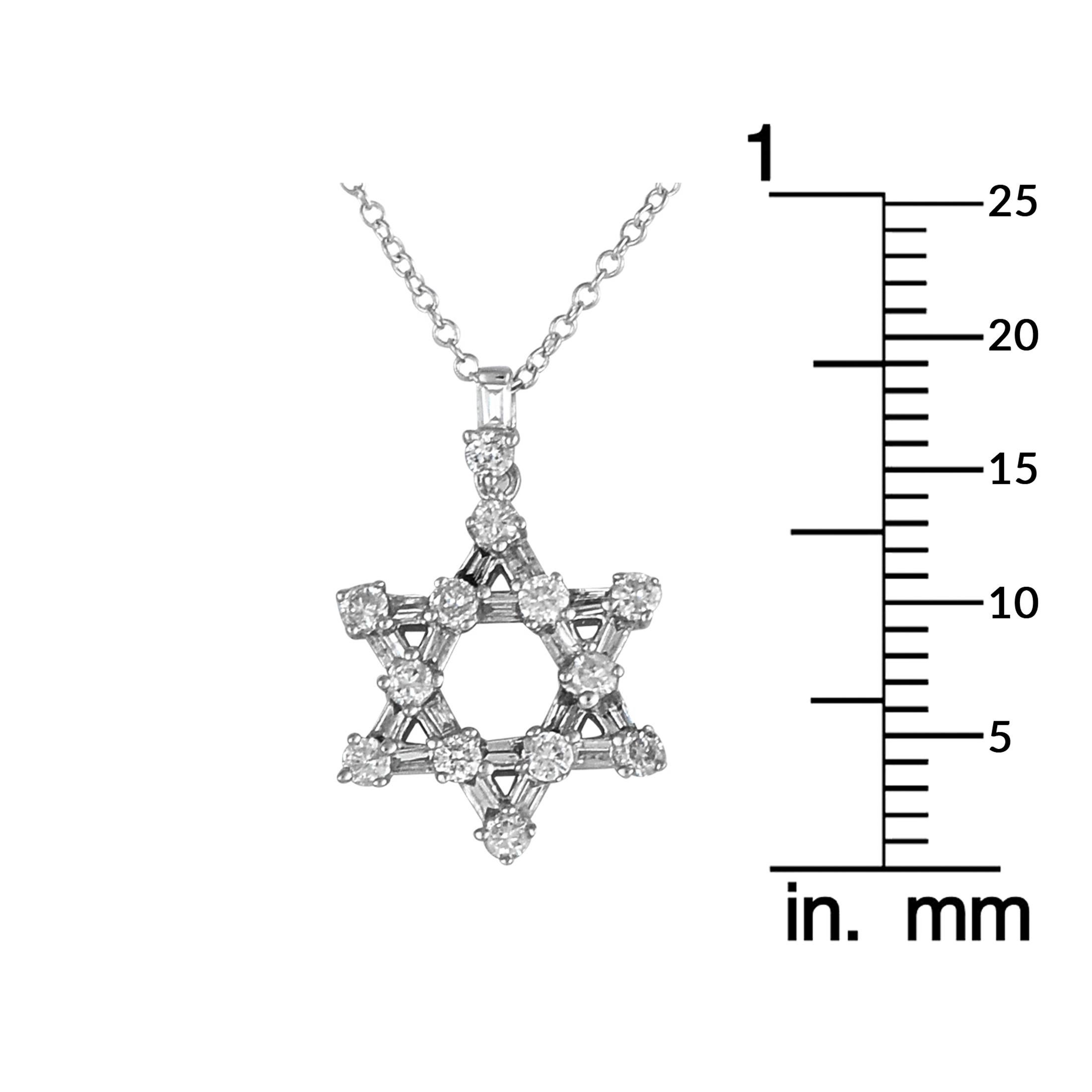 14K White Gold 0.50ct Diamond Star of David Pendant Necklace In New Condition For Sale In Southampton, PA