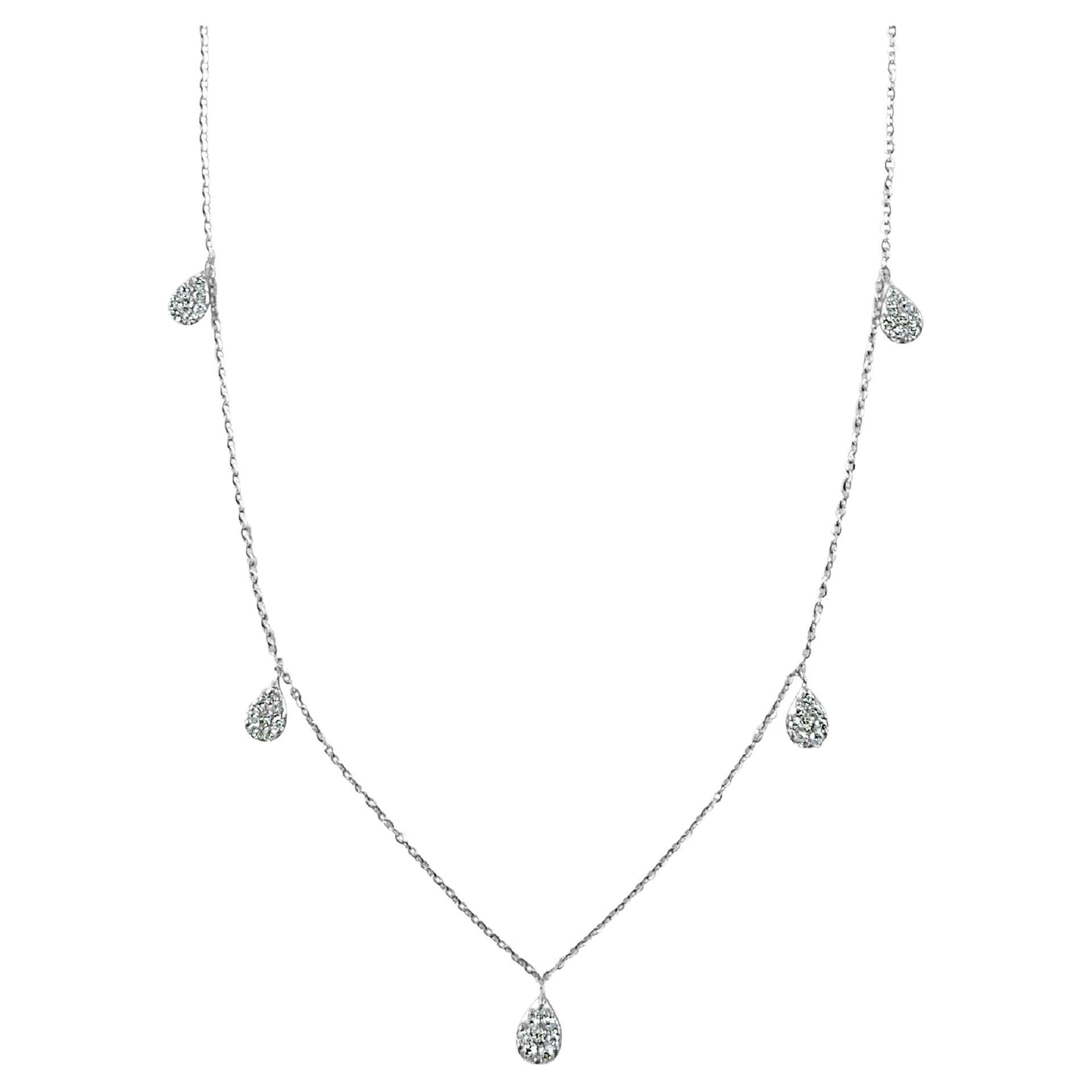 14K White Gold 0.50ct Diamond Station Necklace for Her For Sale