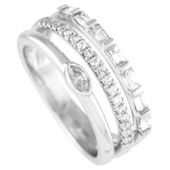 Used 14K White Gold 0.50ct Diamond Three-Band Ring MF05-120224