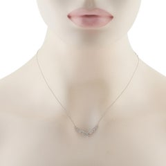 14K White Gold 0.50ct Diamond V Pendant Necklace PN16158-W