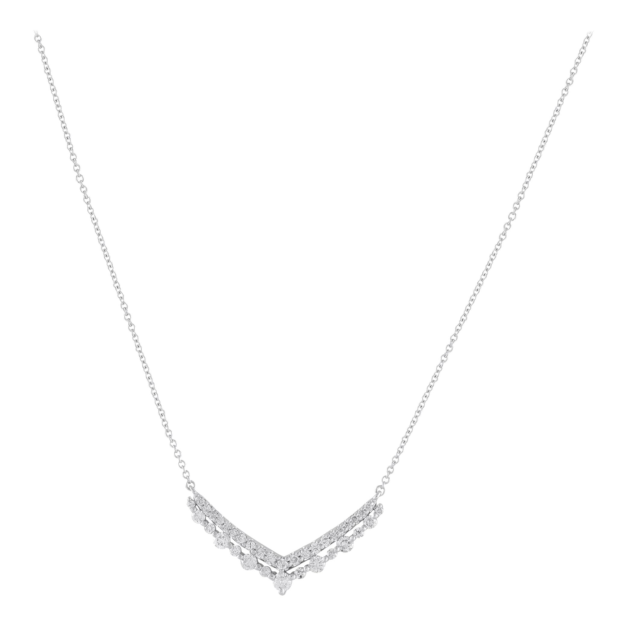 Collar Colgante V Diamante 0.50ct Oro Blanco 14K PN16158-W