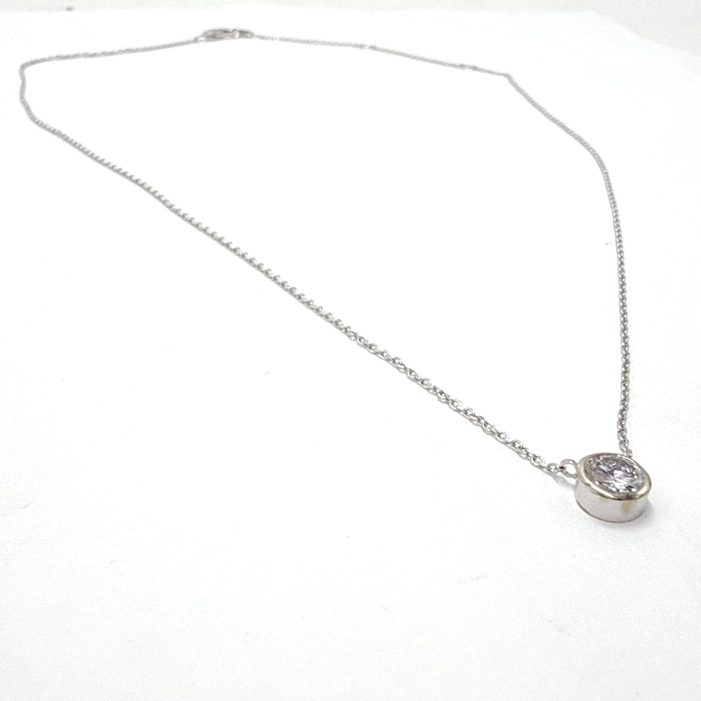 14K White Gold 0.50ct Natural Diamond 18 Inch Adjustable Solitaire Necklace In New Condition For Sale In Victoria, BC
