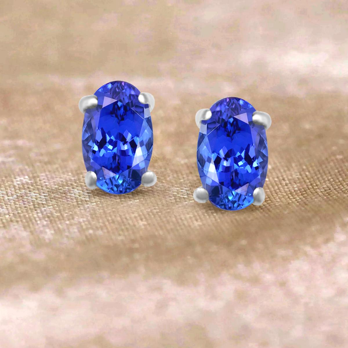 Oval Cut 14K White Gold 0.50cts Tanzanite Earring, Style#ER53OV100