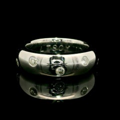 14k White Gold 0.50ctw Burnish Set Diamond 6mm Wide Eternity Band Ring sz 5.5