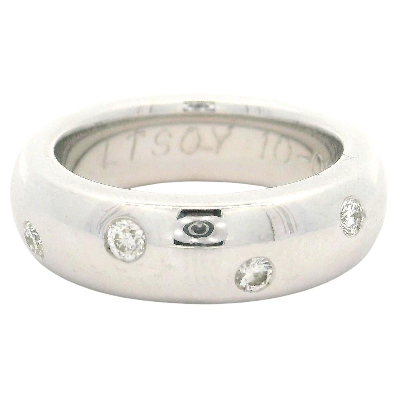 14k White Gold 0.50ctw Burnish Set Diamond 6mm Wide Eternity Band Ring sz 5.5