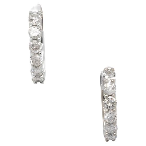 14k White Gold 0.50ctw Diamond Hoop Earrings