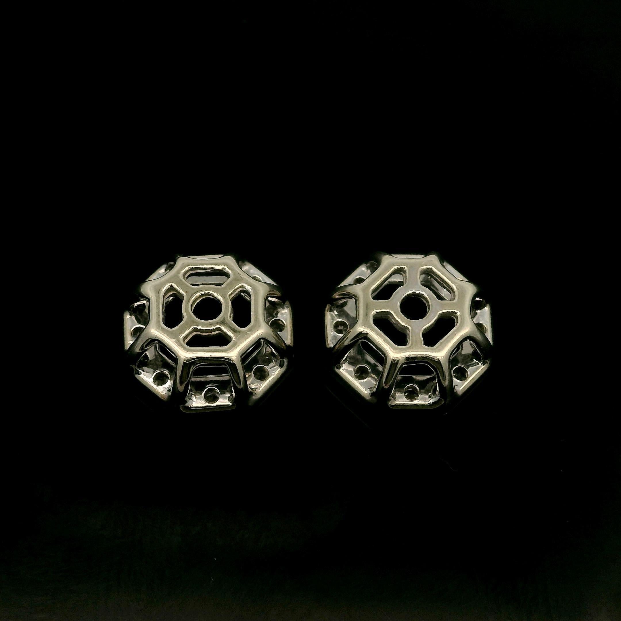 Women's 14k White Gold 0.50ctw Fiery Diamond Octagon Stud Earring Jackets Enhancers For Sale