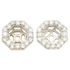 Oro Blanco 14k 0.50ctw Diamante Fiery Octagon Stud Earring Jackets Enhancers