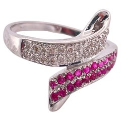 14K Weißgold 0,50ctw H-I SI1 Diamant & Pink Saphir Ring